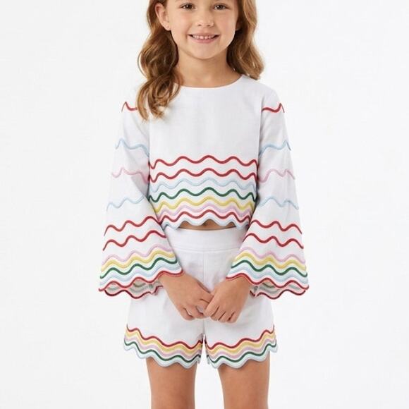Lola + The Boys Rainbow Shorts Set Girls Size 6